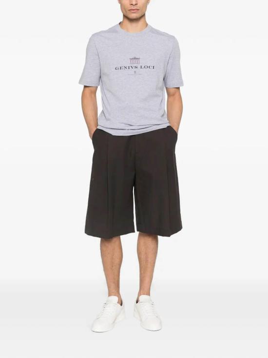 26SS 브루넬로 쿠치넬리 크루넥 프린트 코튼 저지 티셔츠 M0B138520CLO65 Grey - BRUNELLO CUCINELLI