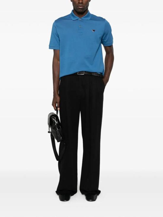 26SS 프라다 로고 모티프 폴로 셔츠 UJN4441867SWM3F0076 Light Blue - PRADA