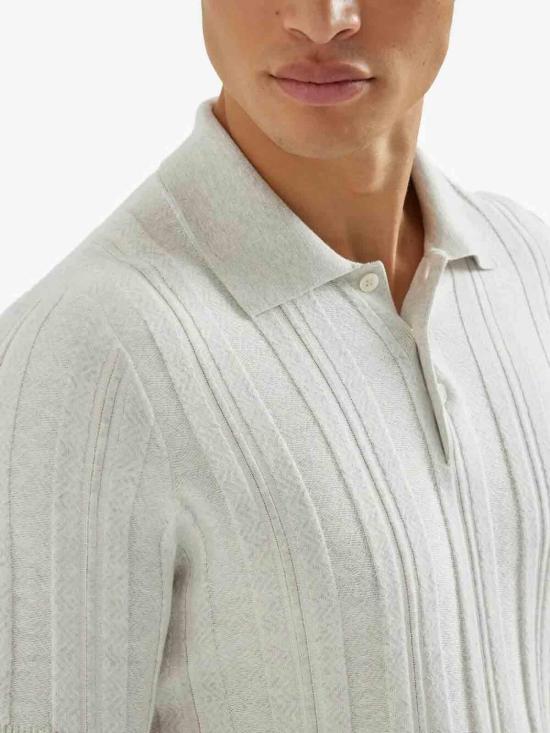 26SS 브루넬로 쿠치넬리 자카드 니트 폴로 셔츠 M29806305CI807 Grey - BRUNELLO CUCINELLI