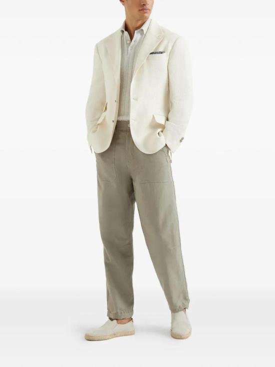 26SS 브루넬로 쿠치넬리 자카드 니트 폴로 셔츠 M29806305CI807 Grey - BRUNELLO CUCINELLI