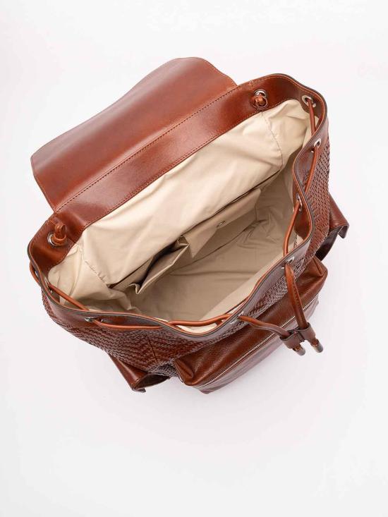 26SS 브루넬로 쿠치넬리 브레이드 카프스킨 & 카우하이드 시티 백팩 MBXOBU356C9186 Beige - BRUNELLO CUCINELLI