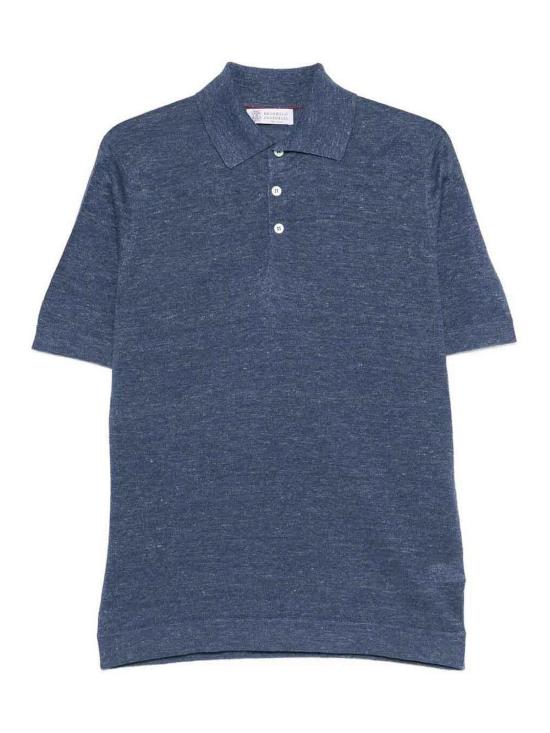 26SS 브루넬로 쿠치넬리 린넨 코튼 니트 폴로 셔츠 M2L00315C7860 Denim