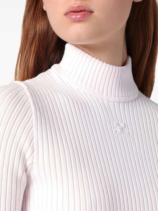 26SS 쿠레쥬 리에디션 니트 탑 숏슬리브 PERMPU026FI0001 PALE PINK 5009 - COURREGES