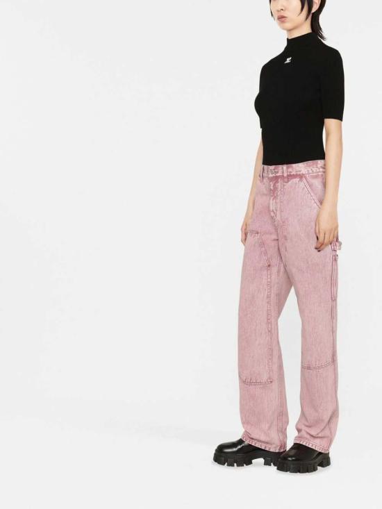 26SS 쿠레쥬 리에디션 니트 탑 숏슬리브 PERMPU026FI0001 BLACK 9999 - COURREGES