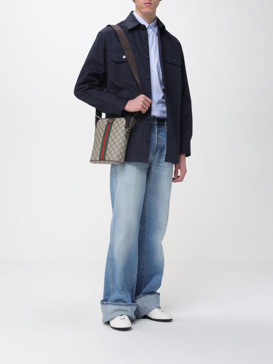 26SS 구찌 웹 디테일 스트라이프 코튼 셔츠 852707ZAS5W 4305 Gnawed Blue - GUCCI