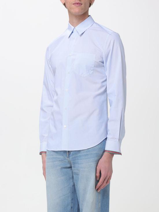 26SS 구찌 웹 디테일 스트라이프 코튼 셔츠 852707ZAS5W 4305 Gnawed Blue - GUCCI