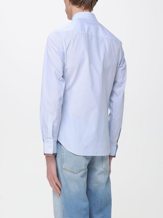 26SS 구찌 웹 디테일 스트라이프 코튼 셔츠 852707ZAS5W 4305 Gnawed Blue - GUCCI