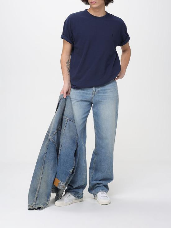 26SS 생로랑 반팔 티셔츠 832941Y37HC 4110 Blue - SAINT LAURENT