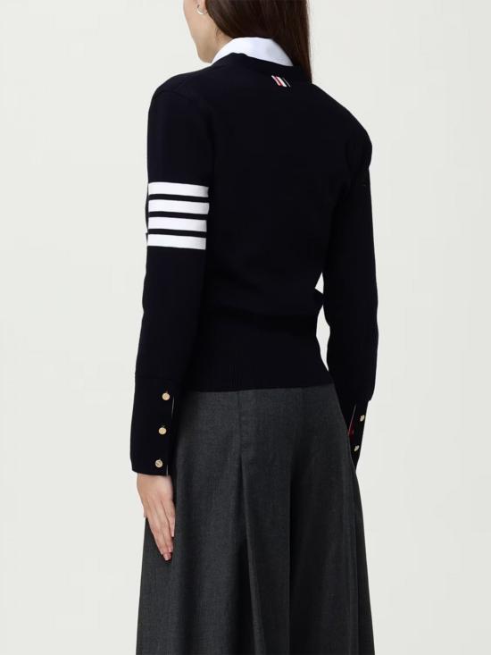 26SS 톰브라운 파인 메리노 울 4바 클래식 V넥 가디건 FKC207A00014 415 Blue - THOM BROWNE