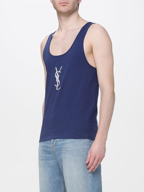 26SS 생로랑 반팔 티셔츠 858319Y38AK 4069 Blue - SAINT LAURENT