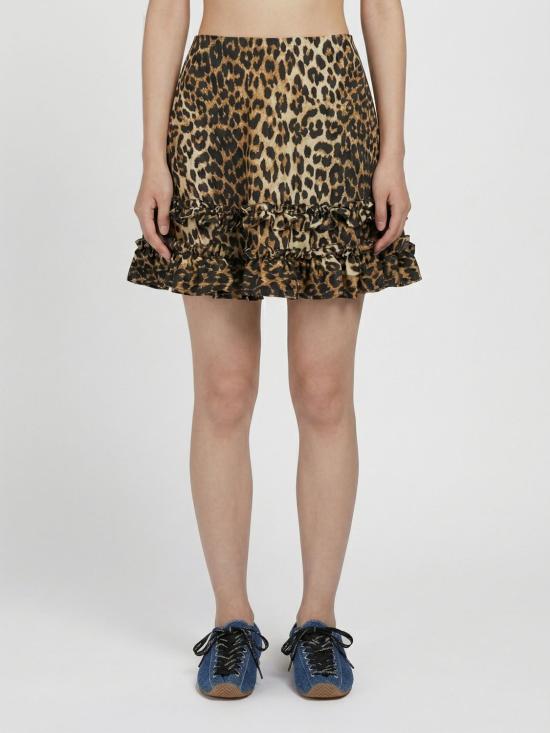 26SS 가니 레오파드 미디 스커트 A1090087 859 Brown