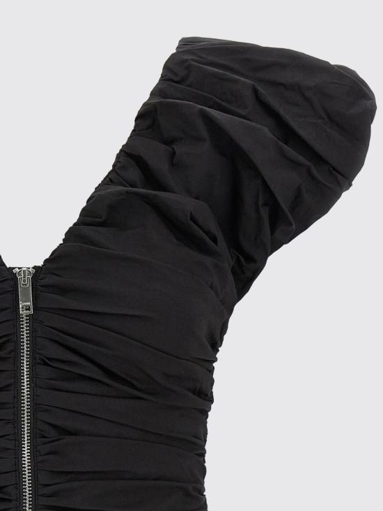 26SS 가니 투웨이 집 클로저 러치드 슬리브리스 탑 A1040071 099 Black - GANNI