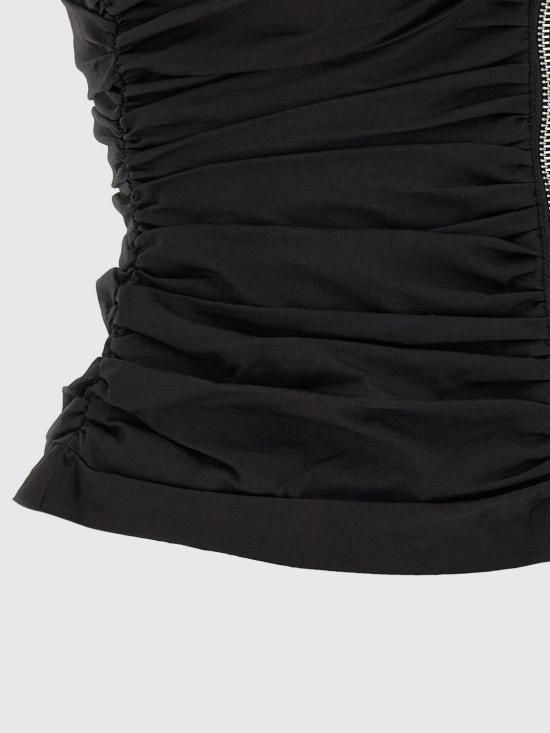 26SS 가니 투웨이 집 클로저 러치드 슬리브리스 탑 A1040071 099 Black - GANNI