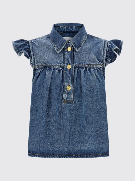 26SS 가니 데님 러플 탑 A1040047 091 Blue - GANNI