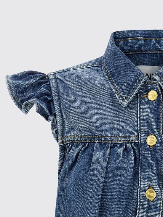 26SS 가니 데님 러플 탑 A1040047 091 Blue - GANNI