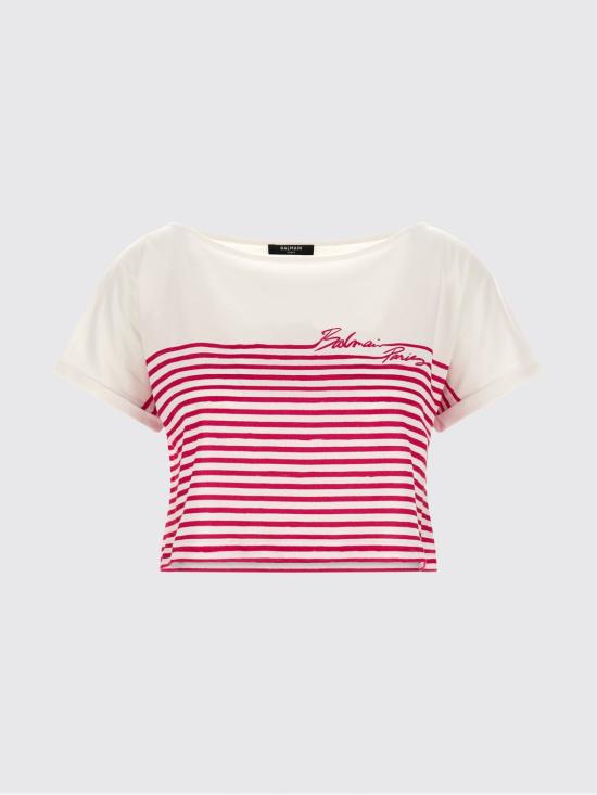 26SS 발망 반팔 티셔츠 GF1EE150GF53 GVA Fuchsia - BALMAIN