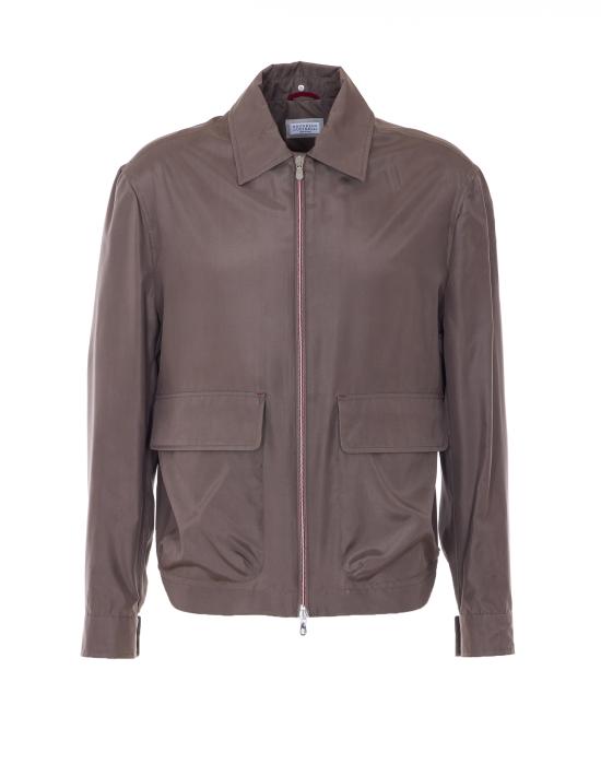 26SS 브루넬로 쿠치넬리 언라인드 멤브레인 실크 블루종 MZ4216570 C1228 Beige