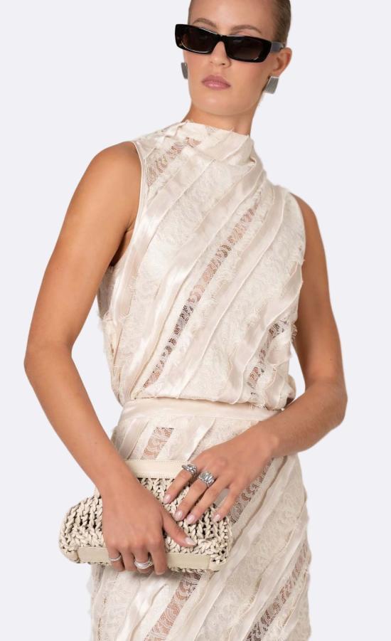  논살란트 레이블 블라우스 무심한 라벨 Reene Top 샴페인