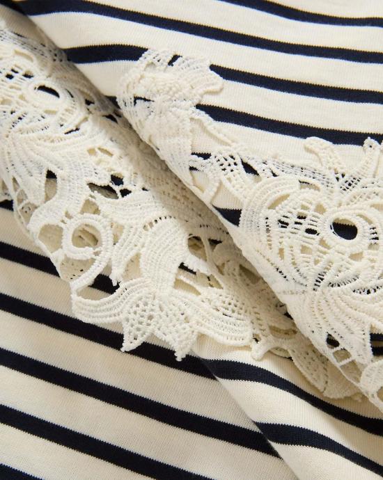  베로니카비어드 숏 원피스 베로니카 비어드 루 스트라이프 레이스 헴 미니 드레스 - VERONICA BEARD