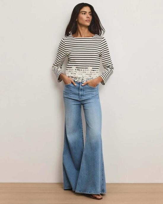  베로니카비어드 긴팔 티셔츠 베로니카 비어드 호비 스트라이프 레이스 티셔츠 - VERONICA BEARD