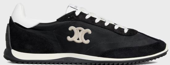 26FW 셀린느 트리옹프 나일론 스웨이드 카프스킨 레이서 로우 레이스업 스니커즈 364945257C 38AW BLACK WHITE DOM