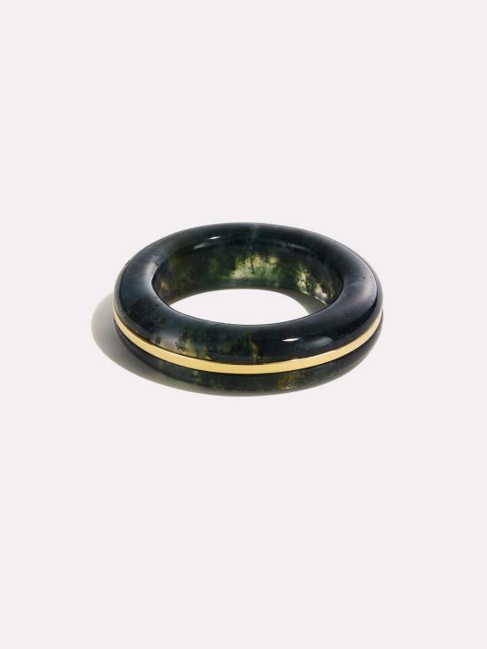  바이 파리아 반지 Pariah Essential Stacking Ring Moss Agate