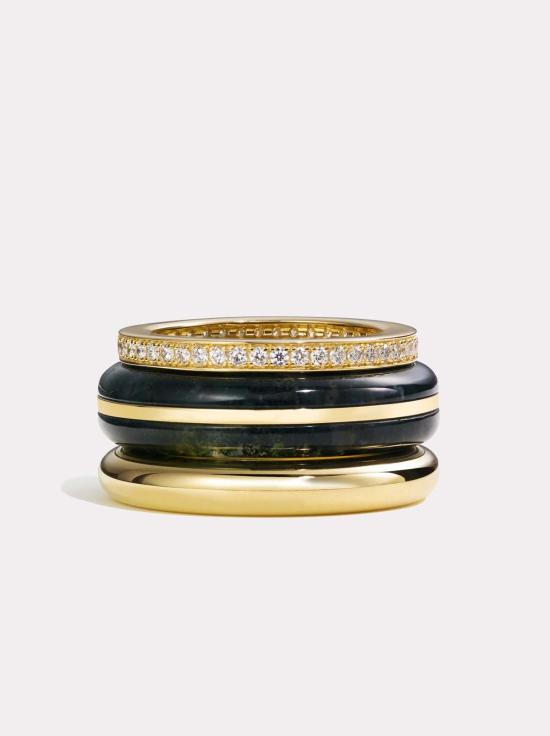  바이 파리아 반지 Pariah Essential Stacking Ring Moss Agate - BY PARIAH