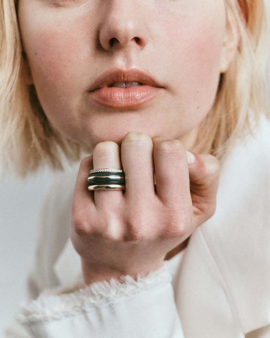  바이 파리아 반지 Pariah Essential Stacking Ring Moss Agate - BY PARIAH