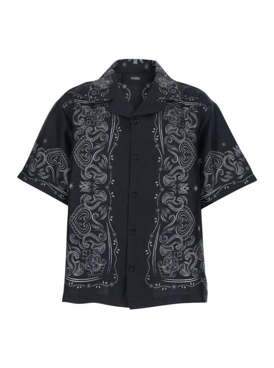  아미리 반팔 셔츠 쿠바 칼라 반다나 프린트  블랙