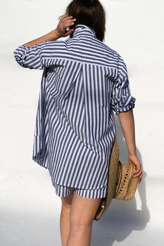  Neranese 셔츠 네라네세 프리다 셔츠 네이비 우산 스트라이프 - NERANESE