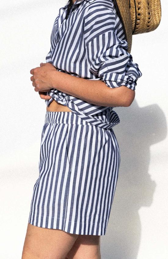  Neranese 셔츠 네라네세 프리다 셔츠 네이비 우산 스트라이프 - NERANESE