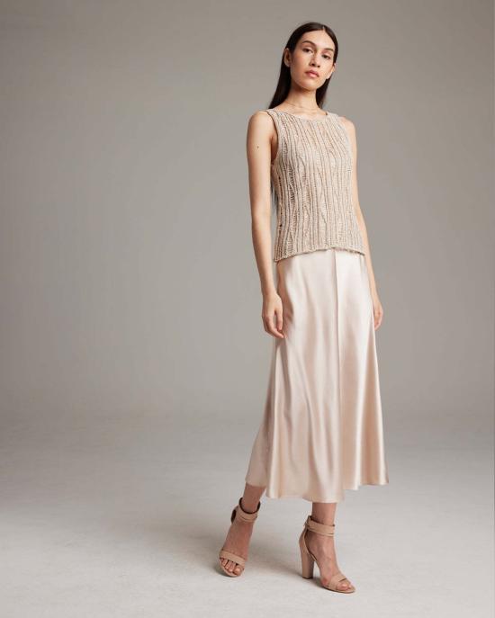  보즈 민소매 티셔츠 Voz 레이스 니트 탱크탑 펄/미드나잇 - VOZ