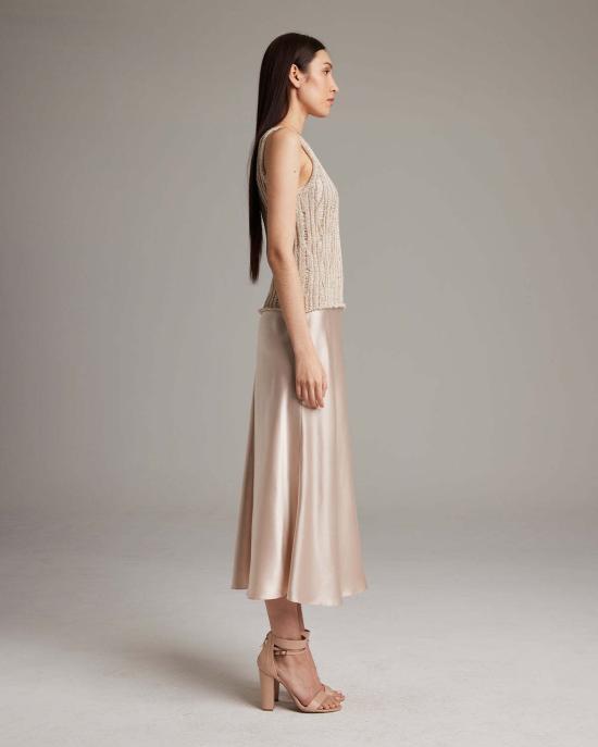  보즈 민소매 티셔츠 Voz 레이스 니트 탱크탑 펄/미드나잇 - VOZ