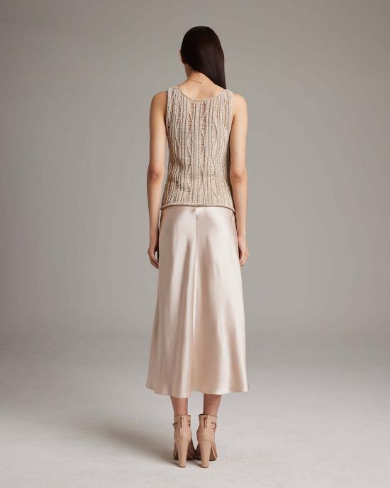  보즈 민소매 티셔츠 Voz 레이스 니트 탱크탑 펄/미드나잇 - VOZ