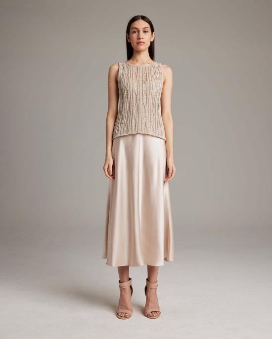  보즈 민소매 티셔츠 Voz 레이스 니트 탱크탑 펄/미드나잇