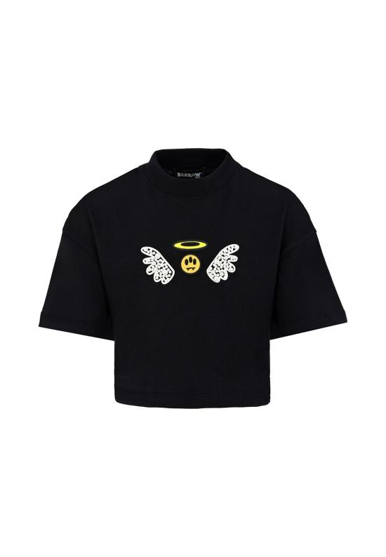  [키즈] 바로우 트레이닝 상의 블랙 크롭 티셔츠 (곰 그림 포함)