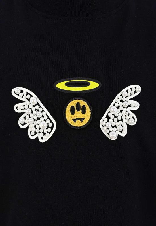  [키즈] 바로우 트레이닝 상의 블랙 크롭 티셔츠 (곰 그림 포함) - BARROW