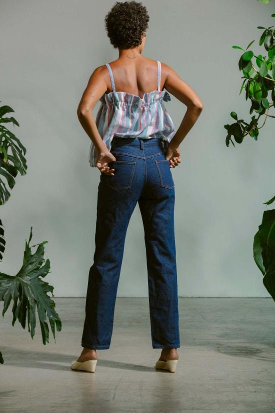  카린 데님 팬츠 칼린 스트레이트 레그 진 다크 린스 - CARLEEN