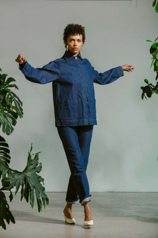  카린 데님 팬츠 칼린 스트레이트 레그 진 다크 린스 - CARLEEN