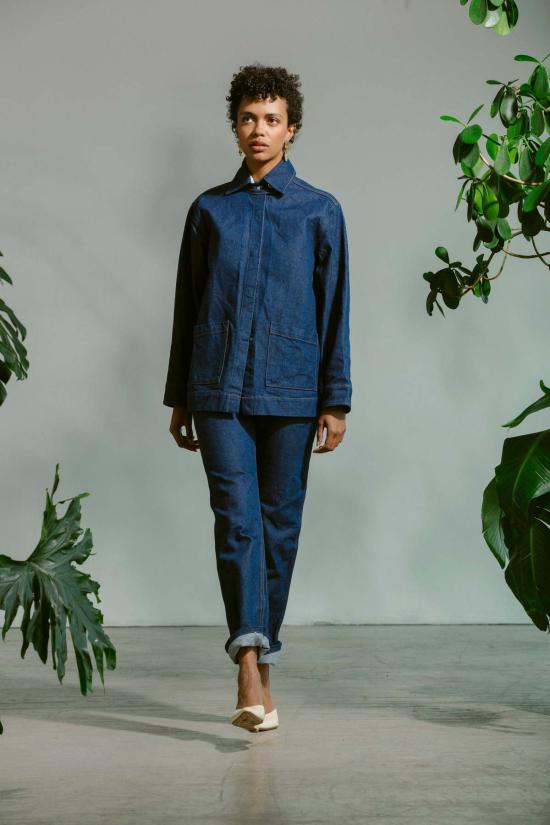  카린 데님 팬츠 칼린 스트레이트 레그 진 다크 린스 - CARLEEN