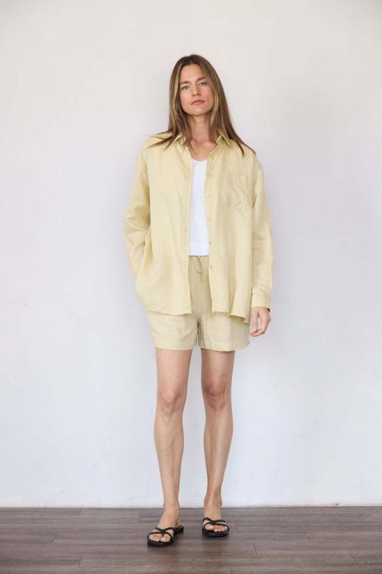  It Is Well L.A. 셔츠 잇이즈웰 L.A. 오버사이즈 린넨 셔츠 옐로우 - IT IS WELL L.A.