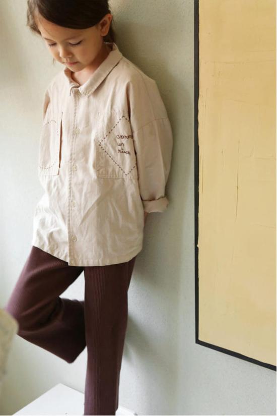  [키즈] bien a bien 셔츠 키즈 비엔 아 비엔 글렌 버튼다운 셔츠 베이지