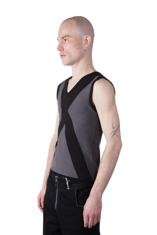  팡 뉴욕 민소매 티셔츠 팡 NYC 크로스 브이넥 탑 블랙 - FANG NYC