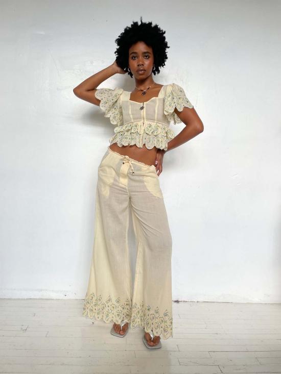  Abacaxi 스트레이트 팬츠 아바카시 조개껍질 와이드 레그 팬츠 - OTHER BRANDS