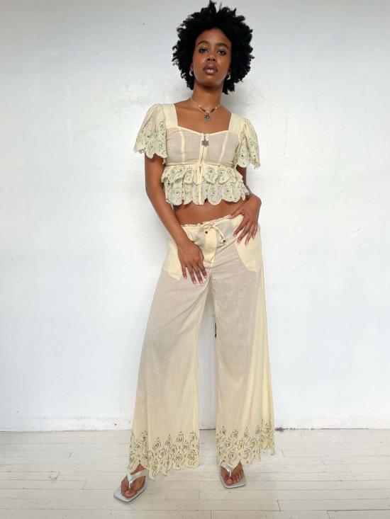  Abacaxi 스트레이트 팬츠 아바카시 조개껍질 와이드 레그 팬츠 - OTHER BRANDS