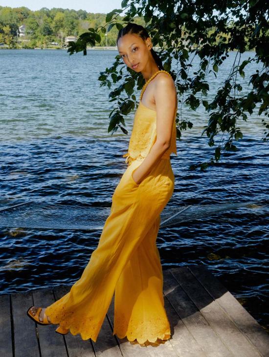  Abacaxi 스트레이트 팬츠 아바카시 조개껍질 와이드 레그 팬츠 - OTHER BRANDS