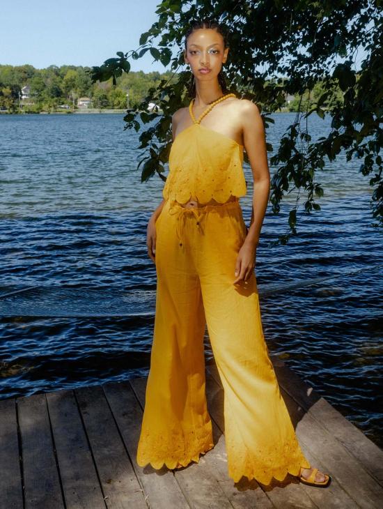  Abacaxi 스트레이트 팬츠 아바카시 조개껍질 와이드 레그 팬츠