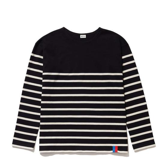  큘 긴팔 티셔츠 쿨레 더 보이프렌드 탑 블랙/크림 - KULE