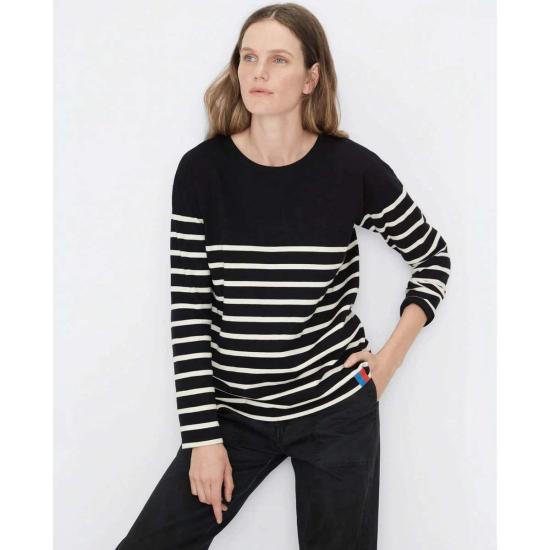  큘 긴팔 티셔츠 쿨레 더 보이프렌드 탑 블랙/크림