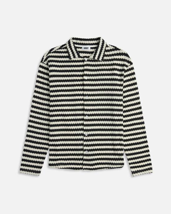  KROST 긴팔 셔츠 크로스트 셰브론 자카드 니트 셔츠